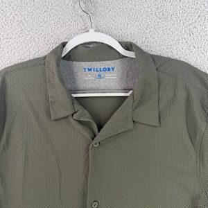Twillory Button Down Shirt Mens XL Olive Green Air Collection Tailored Fit Short